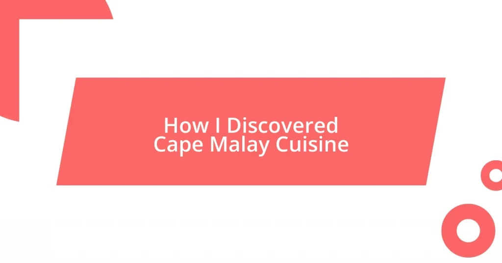 How I Discovered Cape Malay Cuisine