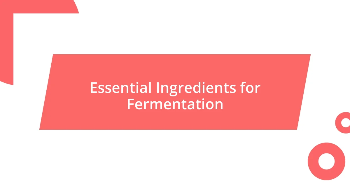 Essential Ingredients for Fermentation