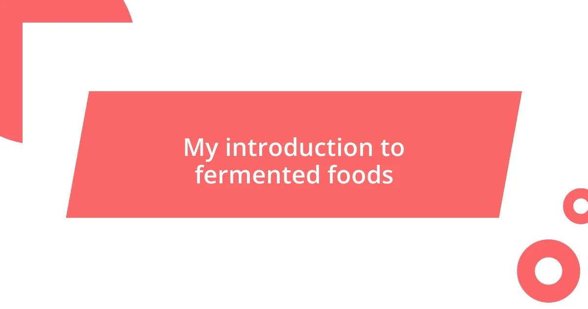 My introduction to fermented foods